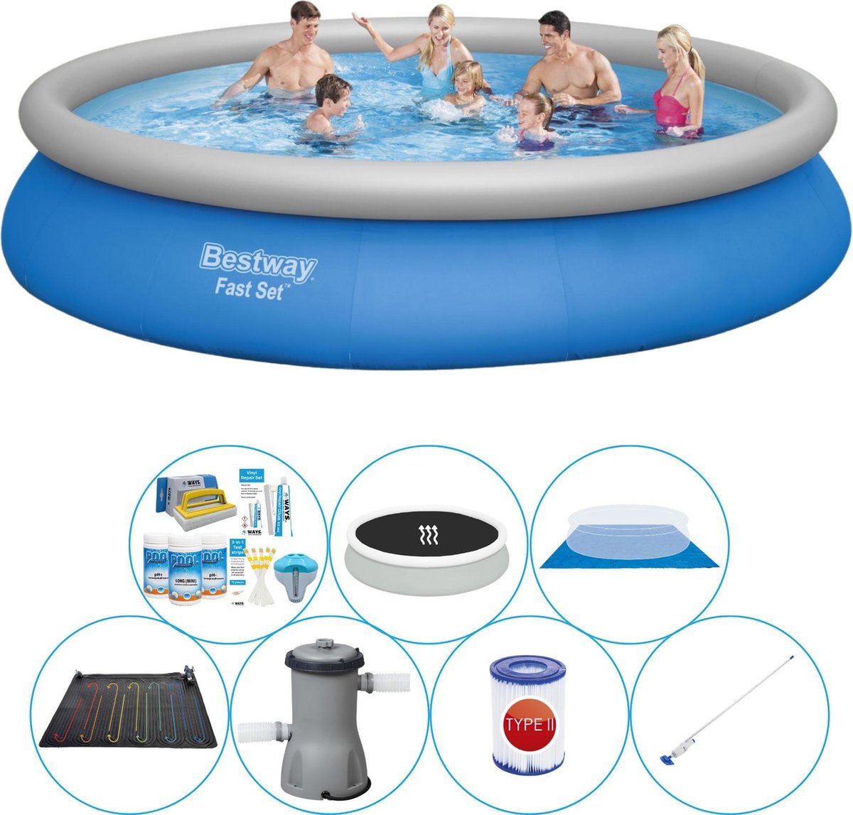 Bestway Fast Set Rond 457x84 Cm - Zwembad Comfort Pakket - Blauw