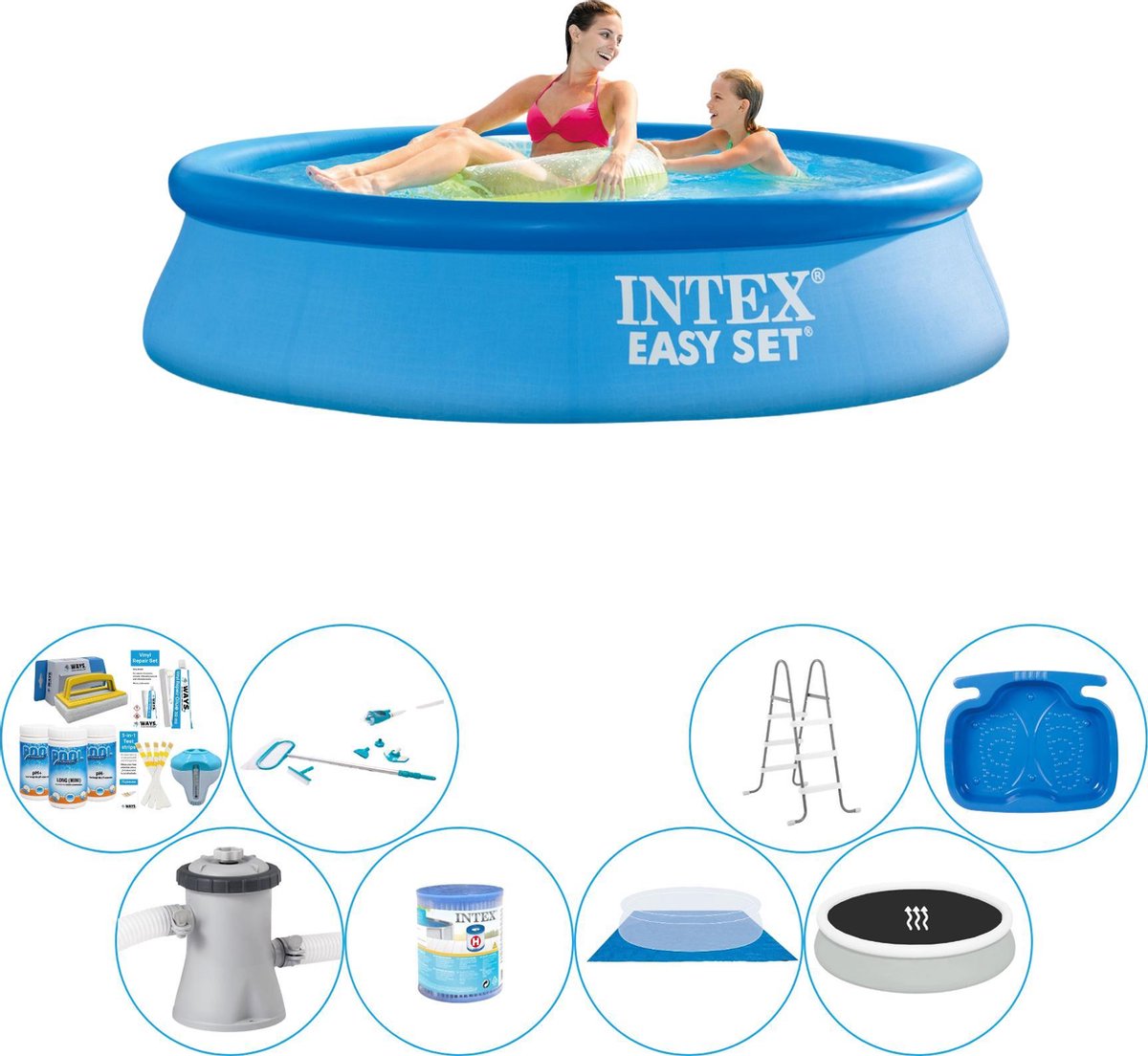 Intex Zwembad Pakket - Easy Set Rond 244x61 Cm - Blauw