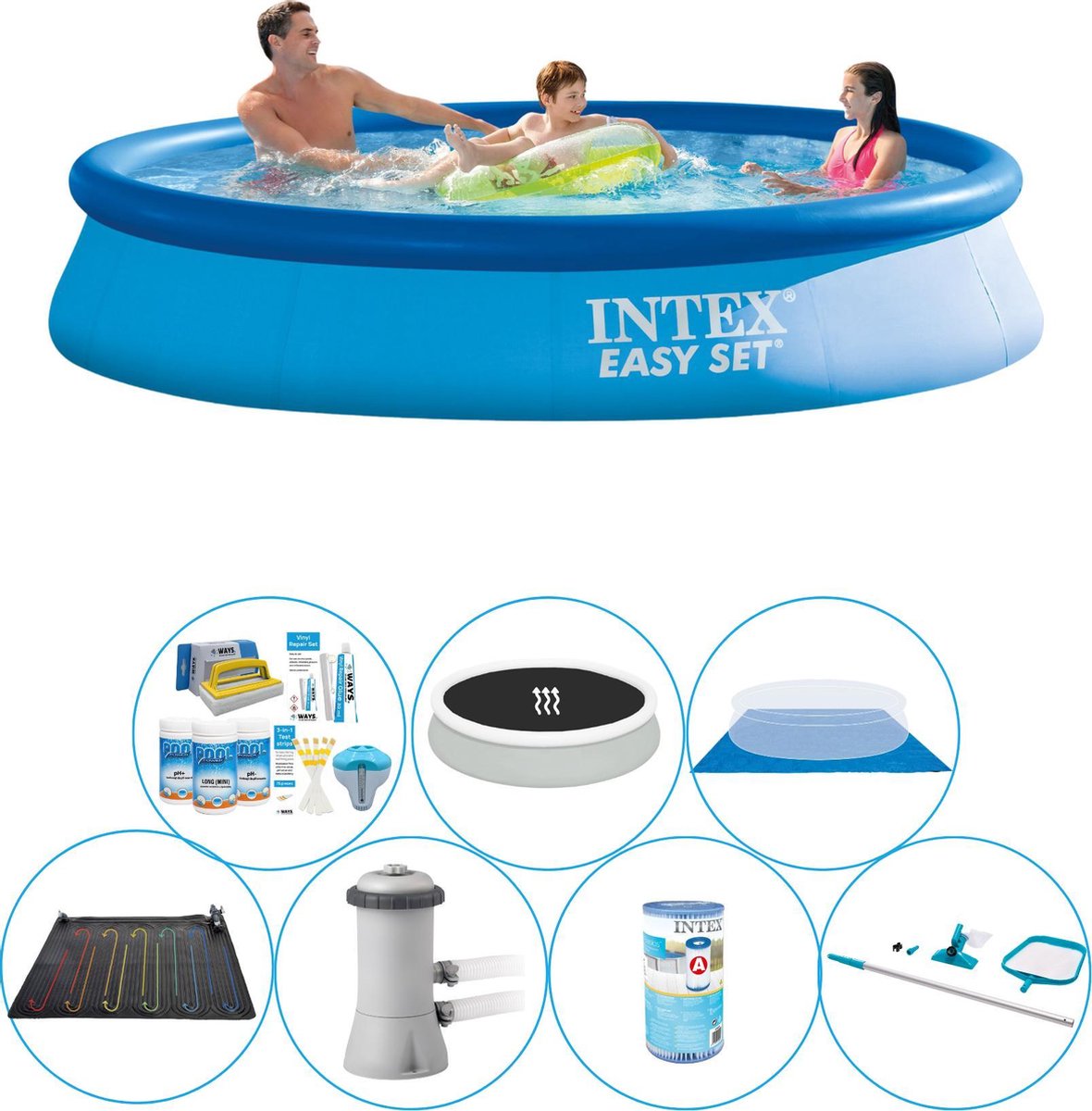 Intex Alles In 1 Zwembad Set - Easy Set Rond 366x76 Cm - Blauw