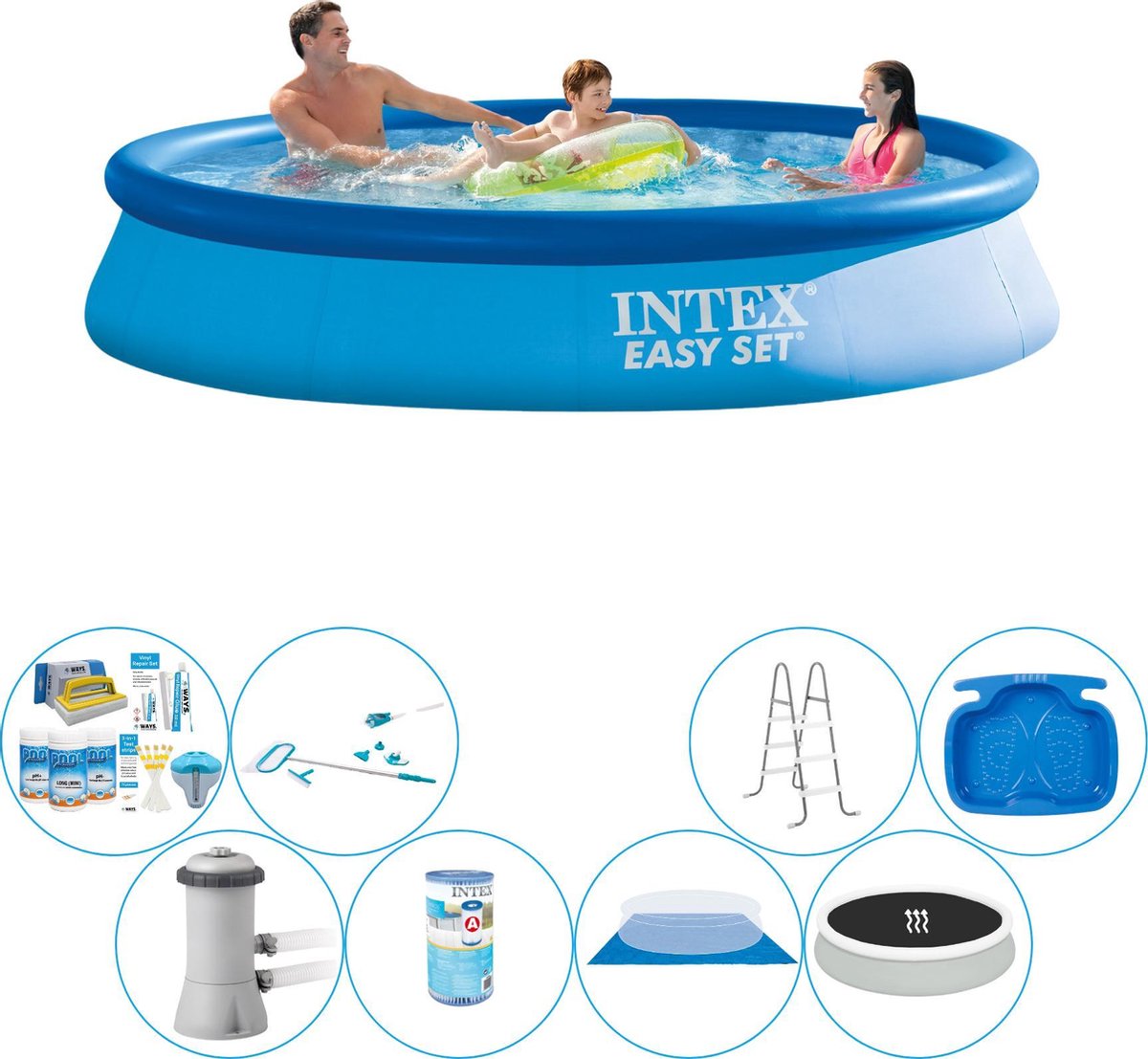 Intex Zwembad Pakket - Easy Set Rond 366x76 Cm - Blauw