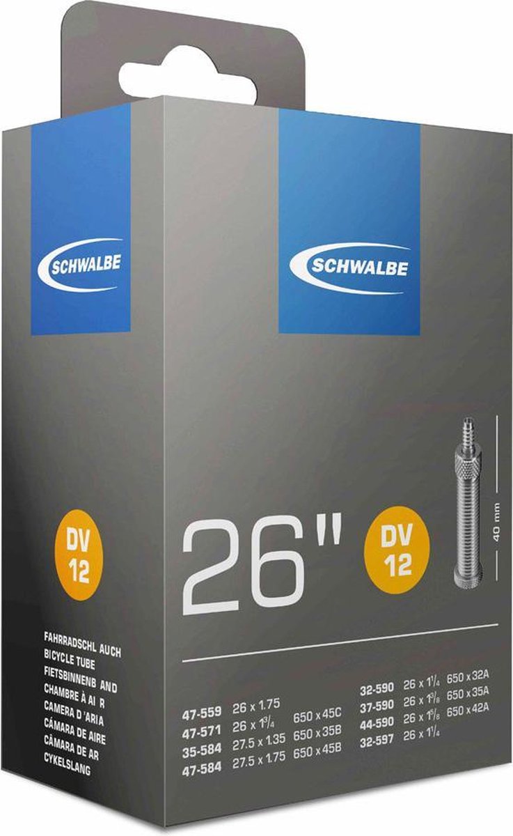 Schwalbe Binnenband 26 X 1.75/1 1/4 (32/47-559/597) Dv 40 Mm - Zwart