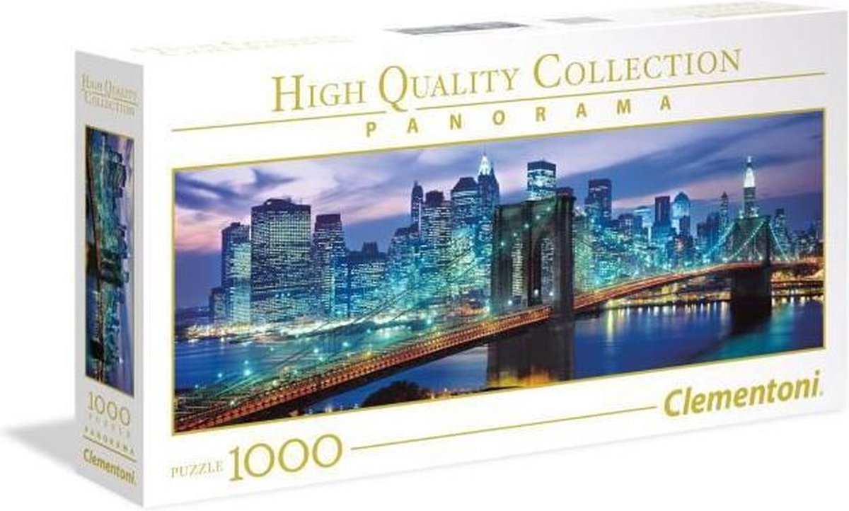 Clementoni Puzzel Panorama Ny Brooklyn Bridge 1000 Stukjes - Blauw