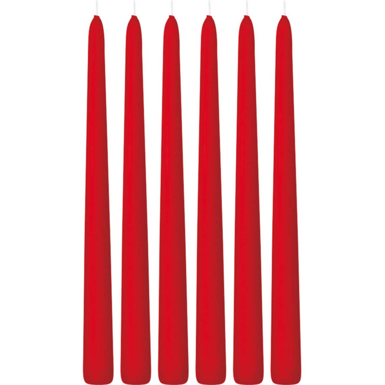 Trend Candles 6x Rode Dinerkaarsen 30 Cm 13 Branduren - Geurloze Kaarsen - Tafelkaarsen/kandelaarkaarsen - Rood