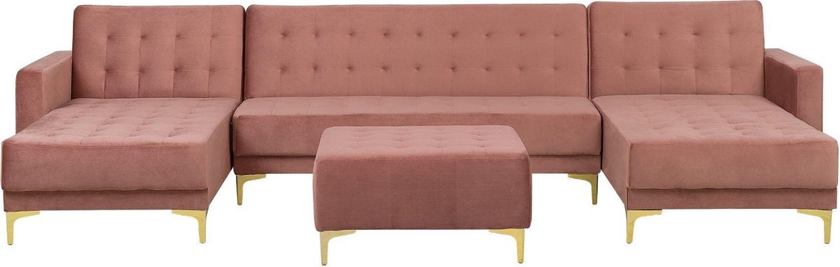 Beliani Aberdeen Slaapbank Fluweel 348x168x83 - Rosa