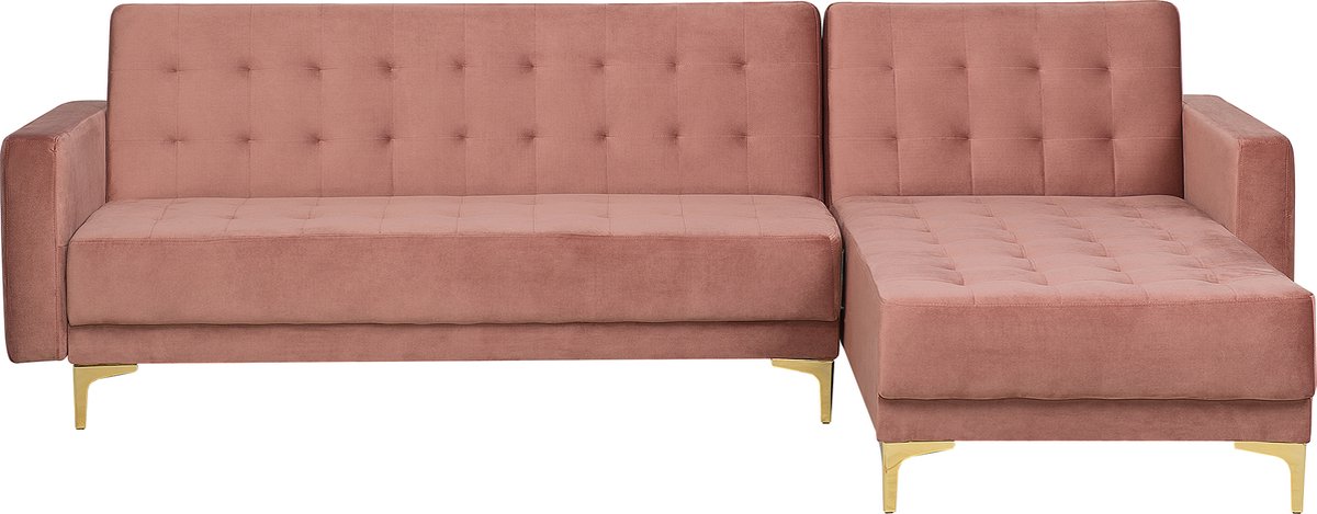 Beliani Aberdeen Slaapbank Fluweel 267x168x83 - Rosa