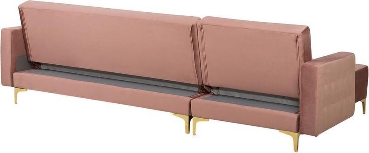 Beliani Aberdeen Slaapbank Fluweel 267x168x83 - Roze