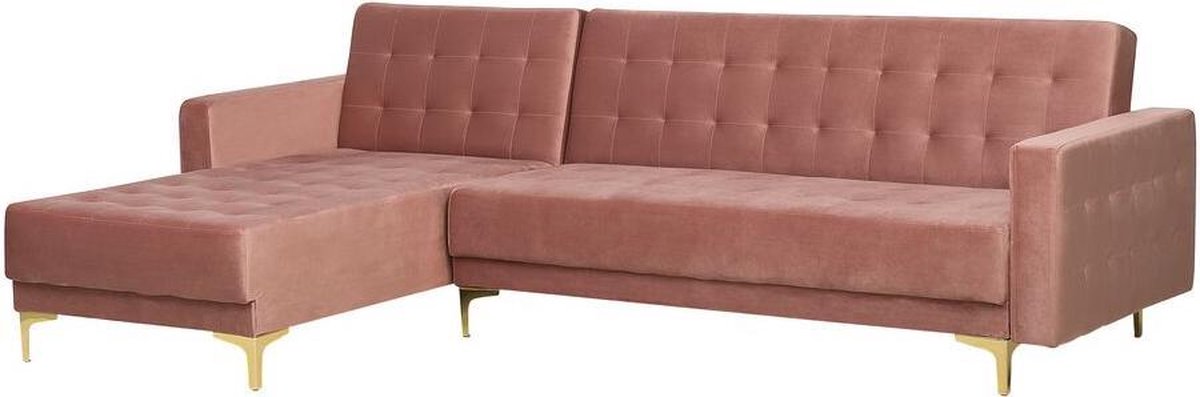 Beliani Aberdeen Slaapbank Fluweel 267x168x83 - Roze