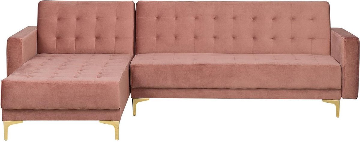 Beliani Aberdeen Slaapbank Fluweel 267x168x83 - Rosa