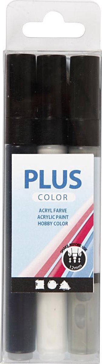 Creotime Markerset Plus Color 1-2 Mm Gebroken- Zwart- - Wit