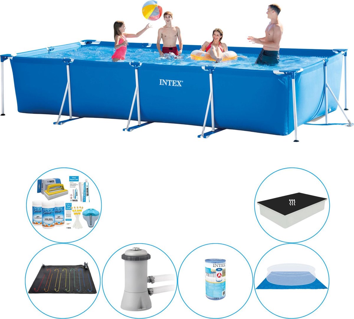 Intex Frame Pool Rechthoekig 450x220x84 Cm - Slimme Zwembad Deal - Blauw