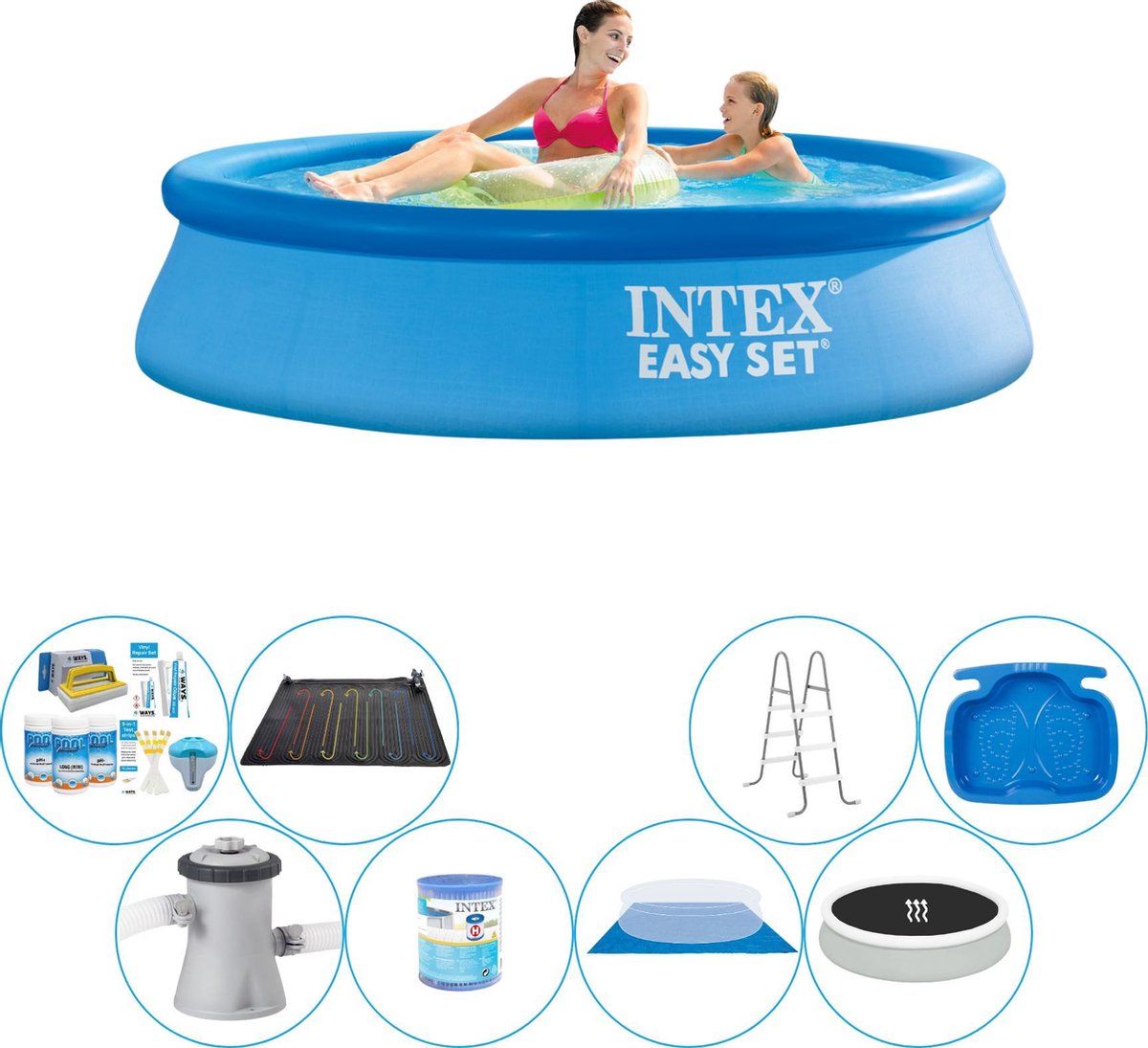 Intex Easy Set Rond 244x61 Cm - Deluxe Zwembad Pakket - Blauw