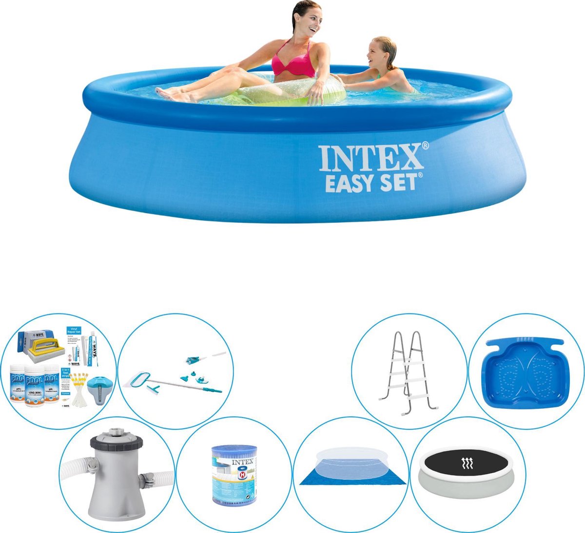 Intex Easy Set Rond 244x61 Cm - Deluxe Zwembad Deal - Blauw