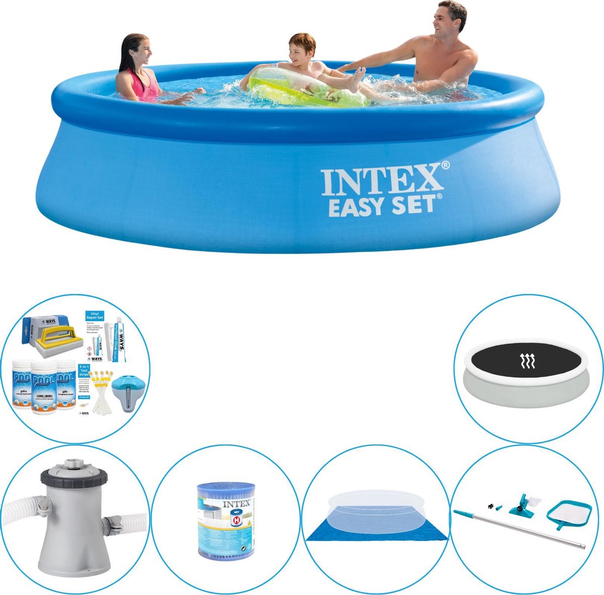 Intex Easy Set Rond 305x76 Cm - Zwembad Combinatie Deal - Blauw