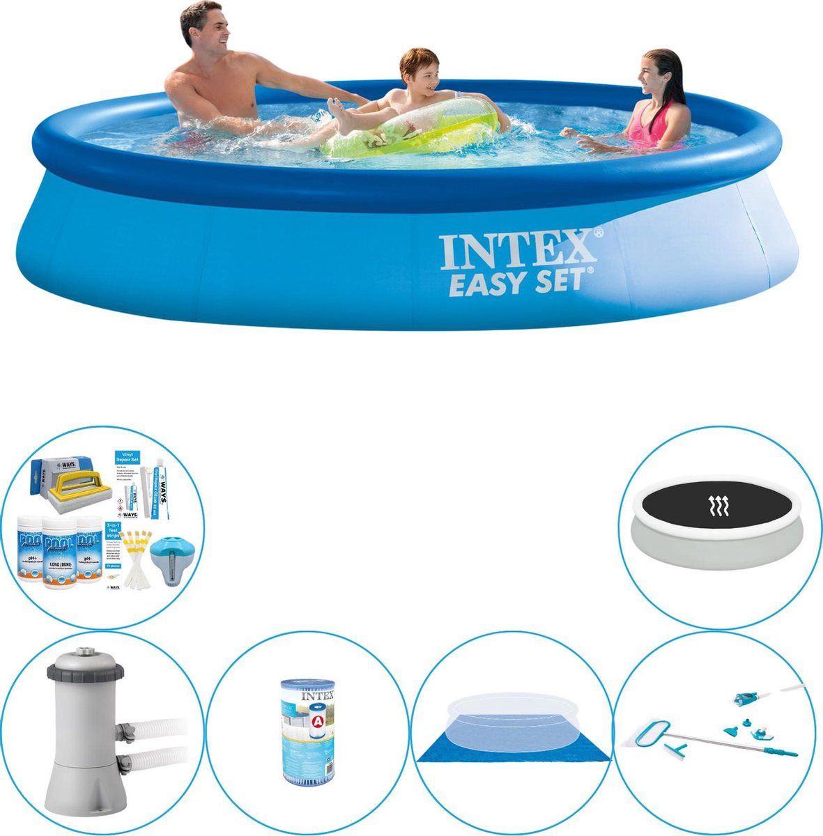 Intex Easy Set Rond 366x76 Cm - Zwembad Combinatie Set - Blauw