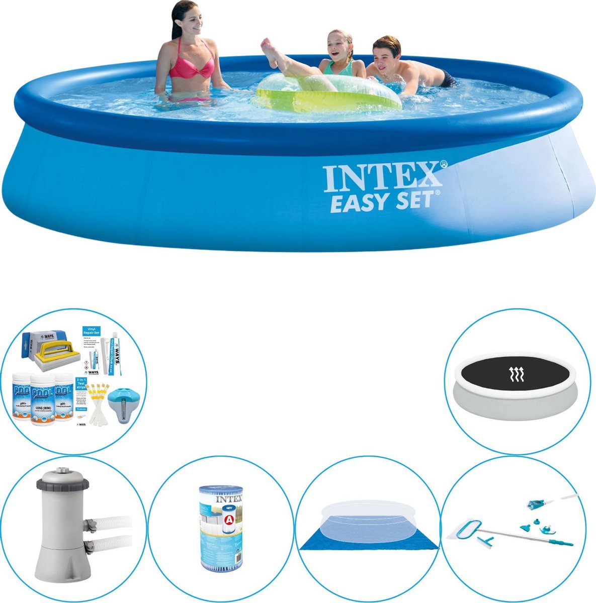 Intex Zwembad Combinatie Pakket - Easy Set Rond 396x84 Cm - Blauw