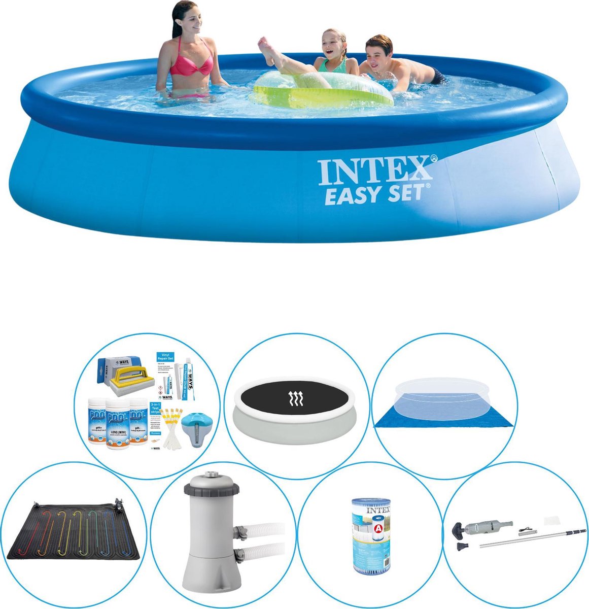 Intex Easy Set Rond 396x84 Cm - Zwembad Super Set - Blauw