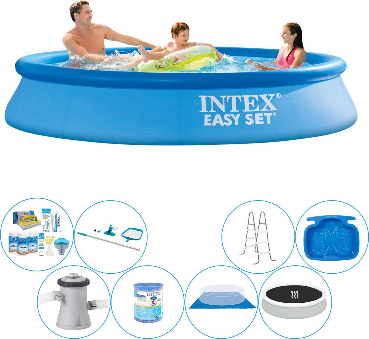 Intex Deluxe Zwembad Deal - Easy Set Rond 305x61 Cm - Blauw