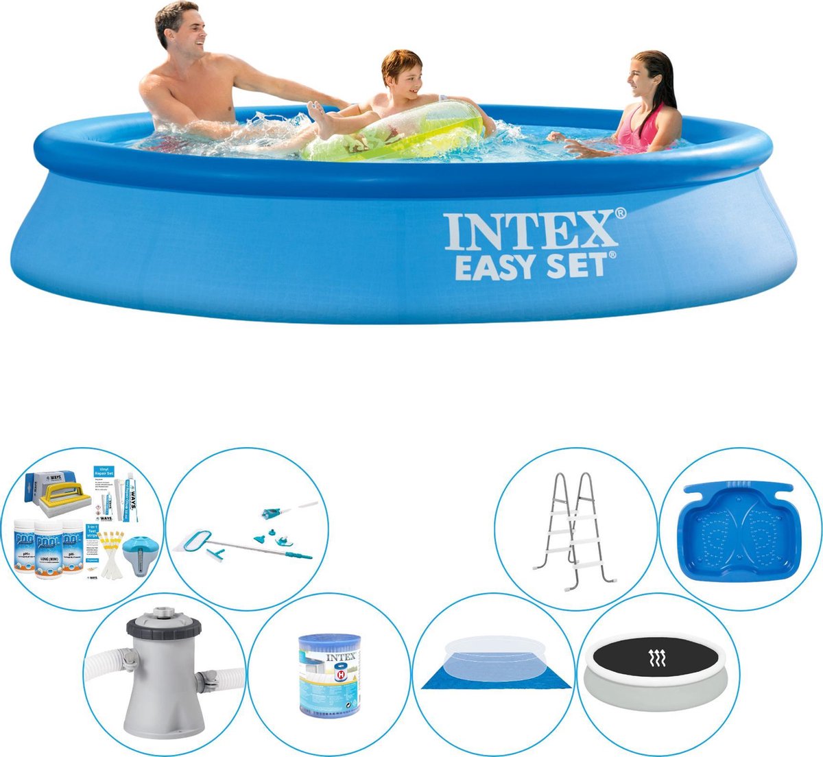 Intex Zwembad Pakket - Easy Set Rond 305x61 Cm - Blauw