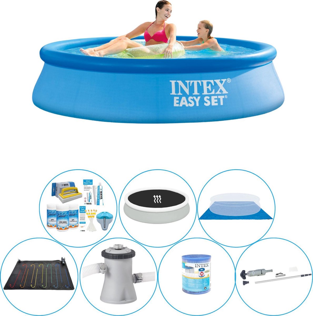 Intex Slimme Zwembad Deal - Easy Set Rond 244x61 Cm - Blauw