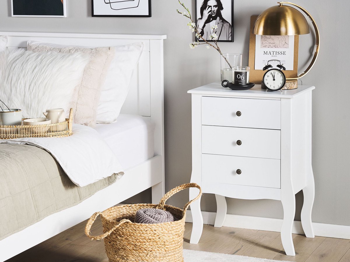 Beliani Lane Nachtkastje Mdf 34 X 48 Cm - Wit