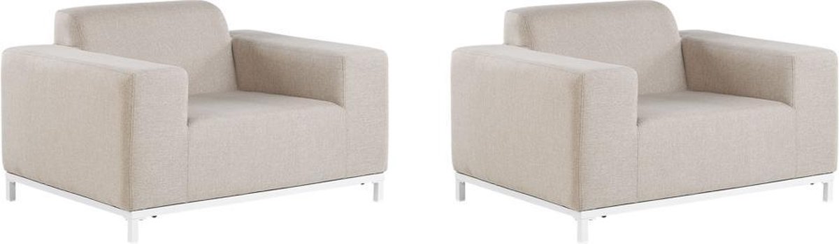 Beliani Rovigo Fauteuil Set Van 2 Polyester 84 X 105 Cm - Beige