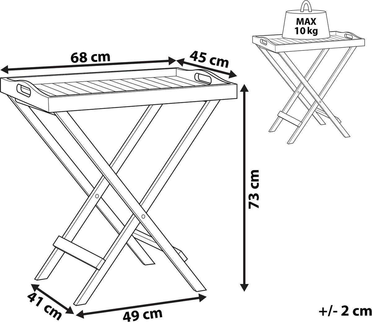 Beliani Toscana Balkontafel Acaciahout 45 X 68 Cm - Bruin