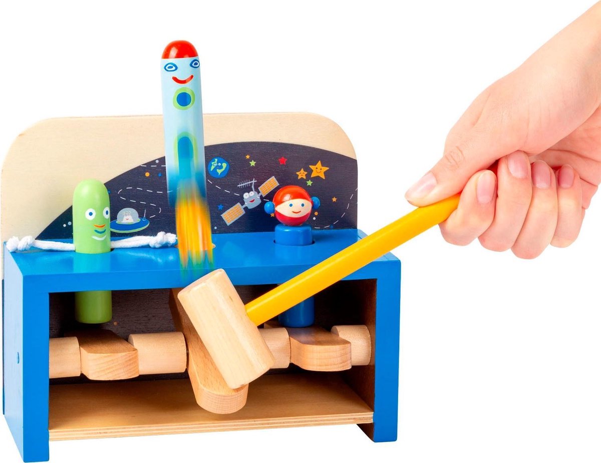 Small Foot hamerbank Space hout junior 18 cm 5 delig