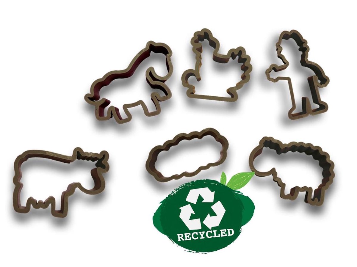 Ses Creative Eco klei uitsteekvormen boerderij 6 stuks - Bruin