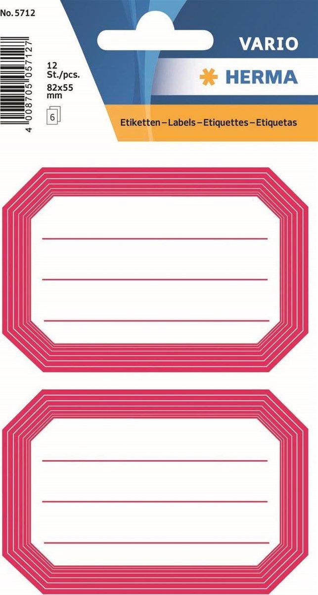 Haza Original etiketten schrift 12 stuks 55 x 82 mm - Rood