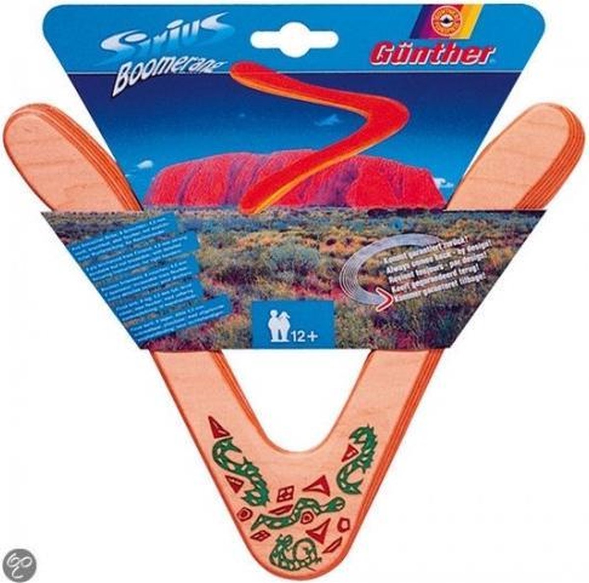 Günther Sirius boomerang 25 cm hout licht - Bruin