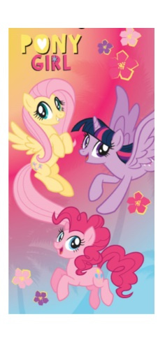 Carbotex badlaken Pony Girl meisjes 70 x 140 cm katoen - Roze