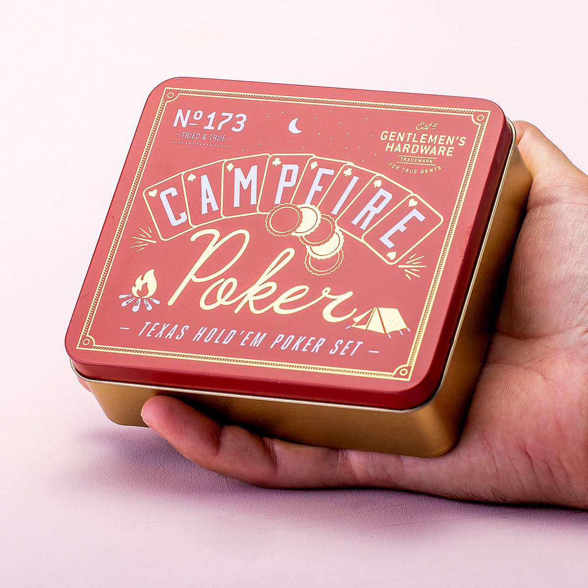 Gentlemen&apos;s Hardware pokerset Campfire 12 x 11 x 4 cm 3 delig - Rood