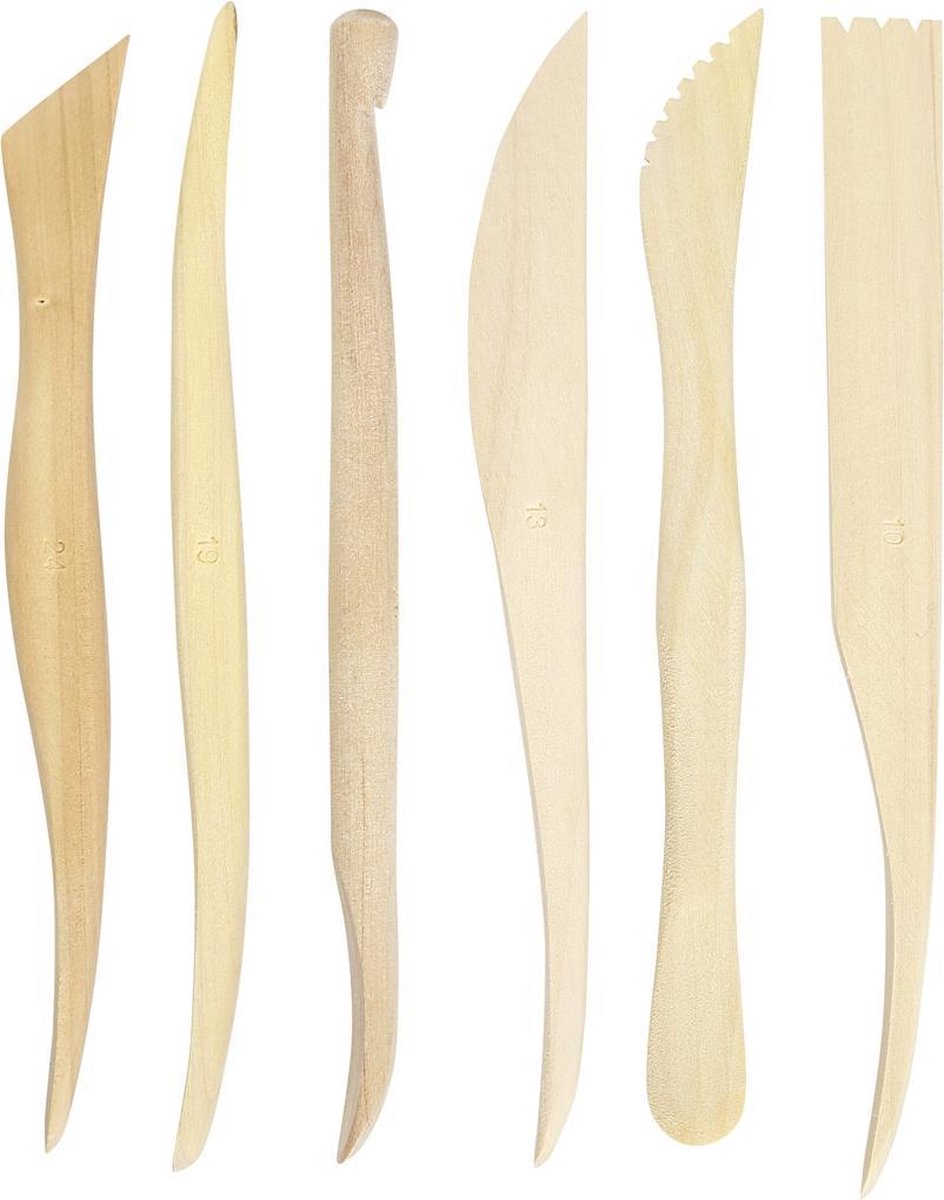 Creative gereedschapset Modelleer 15 cm hout blank 6 delig