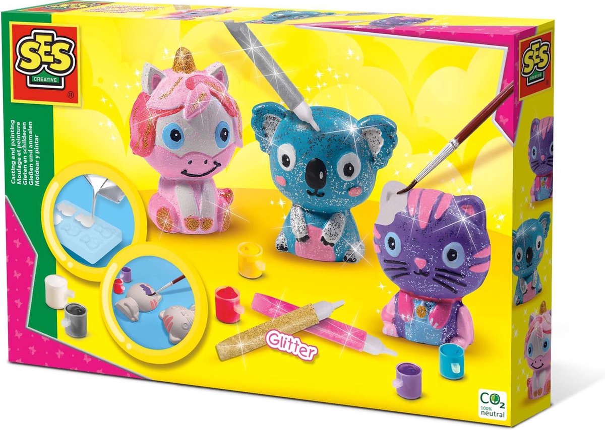 Ses gipsgieten glitterdieren junior 8 delig