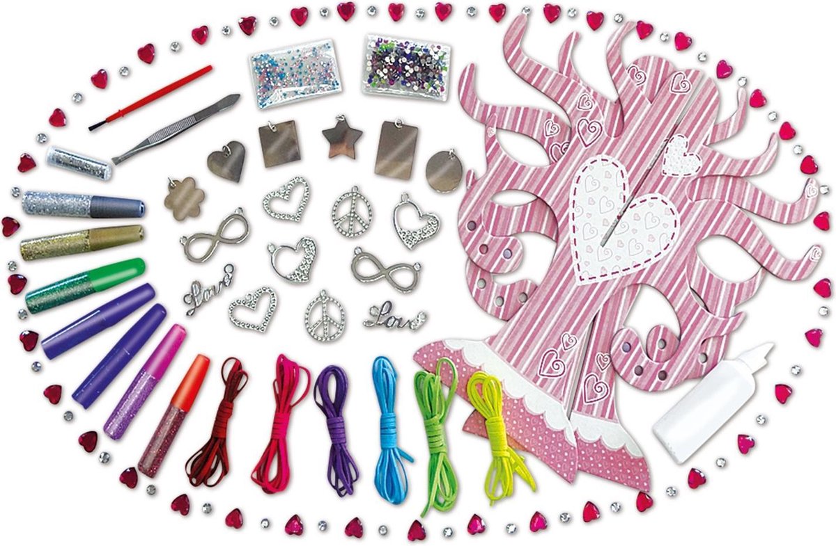 Lena sieradenset meisjes 24 x 23,5 cm staal/kunstleer/karton