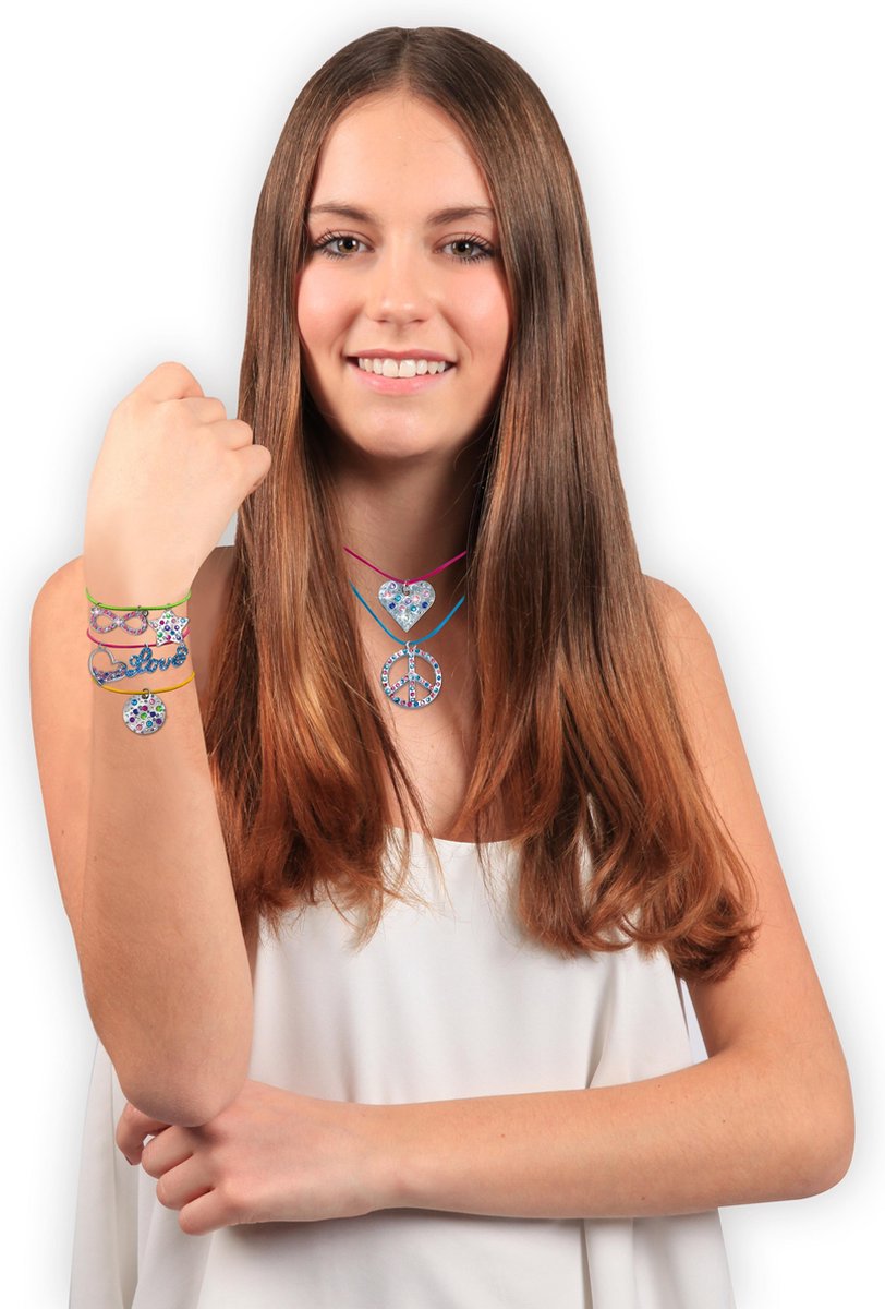 Lena sieradenset meisjes 24 x 23,5 cm staal/kunstleer/karton