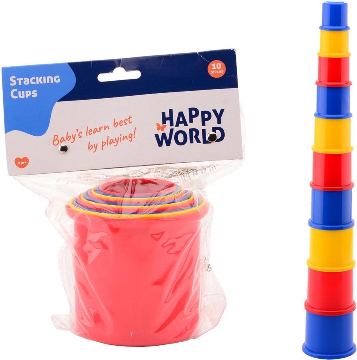 Johntoy stapelbekers Happy World 10 stuks