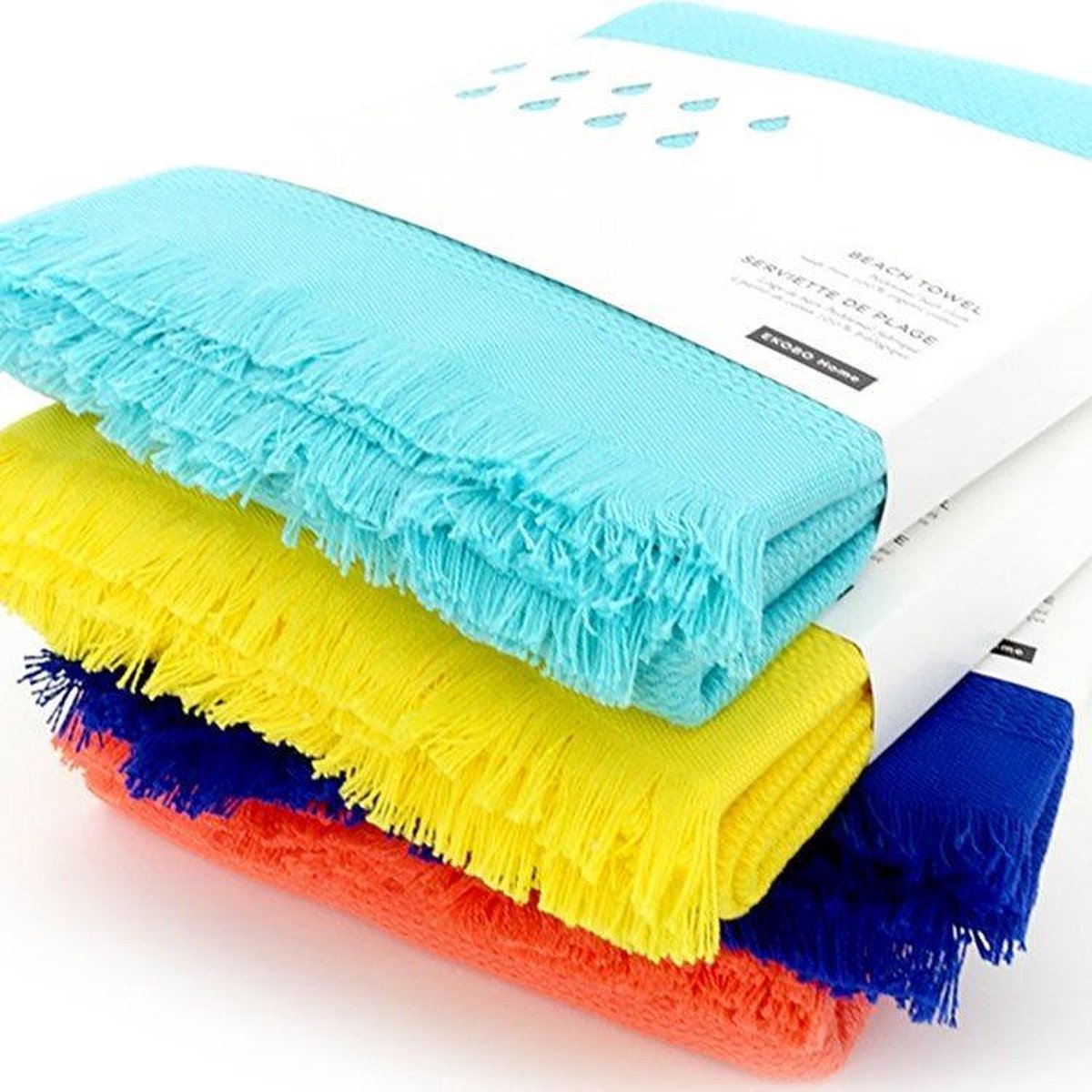 Ekobo strandlaken Go organisch katoen 200x100 cm zalmroze - Rood