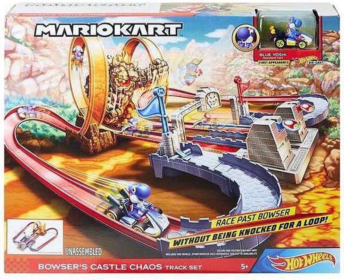 Mattel Hot Wheels racebaan Bowser&apos;s Castle Chaos junior 90 cm 2 delig