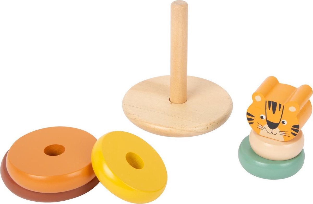 Small Foot stapeltoren tijger safari junior 14 cm hout 7 delig