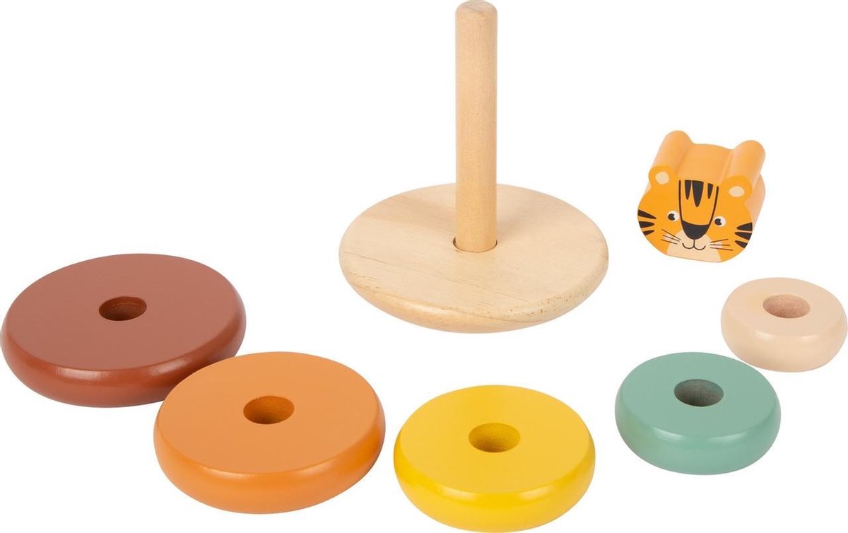 Small Foot stapeltoren tijger safari junior 14 cm hout 7 delig