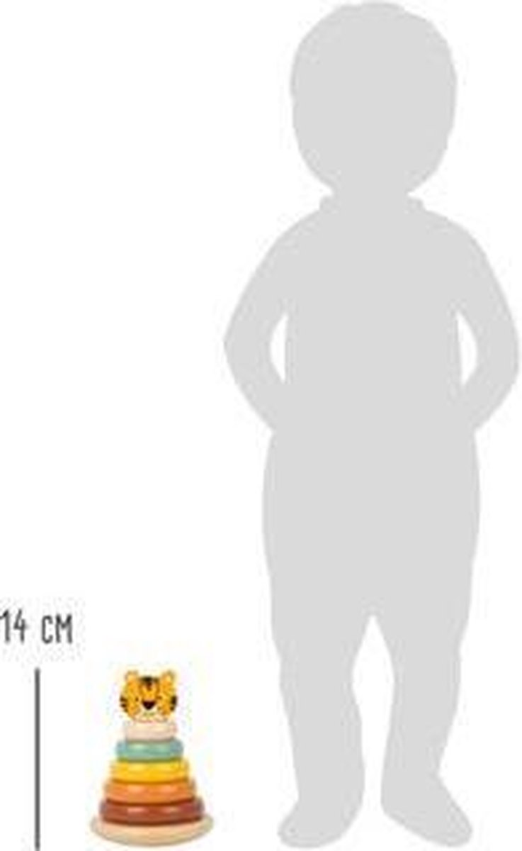 Small Foot stapeltoren tijger safari junior 14 cm hout 7 delig