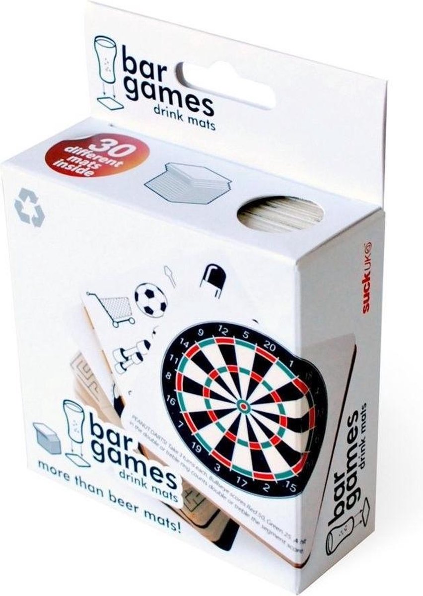 Suck UK bierviltspel 9,2 cm karton wit/zwart 30 delig