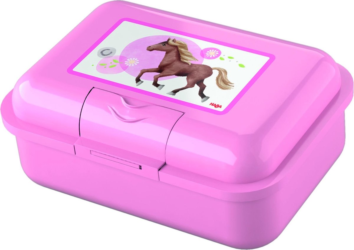 HABA broodtrommel Paarden junior 12 x 17 cm - Roze