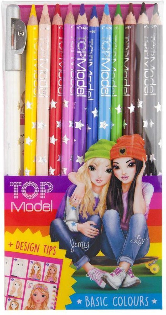 Depesche TOPModel kleurpotloden set Basic meisjes 18 cm hout 14 delig