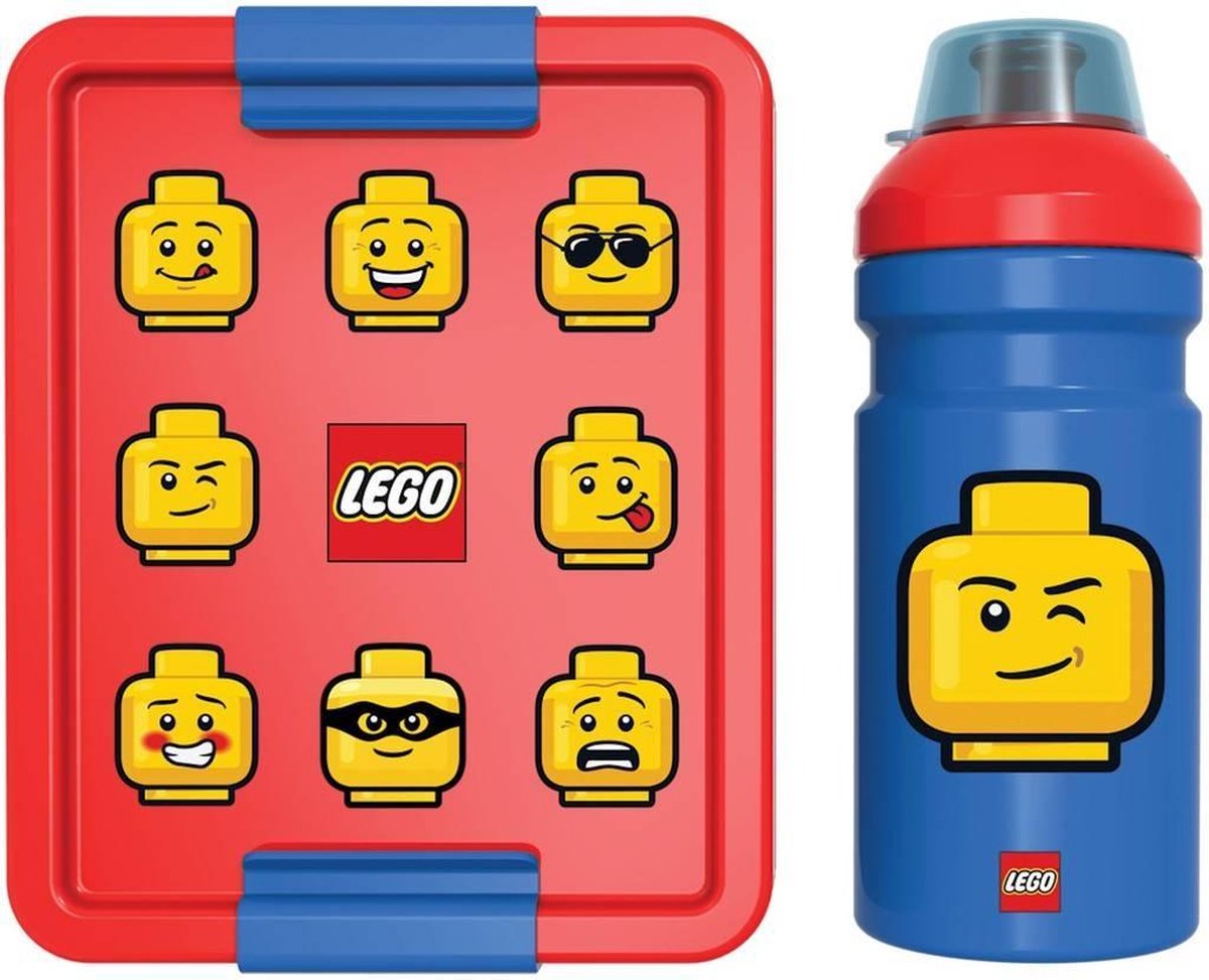 Lego lunchset Iconic junior 17 x 13,5 cm pp rood/ 2 delig - Blauw