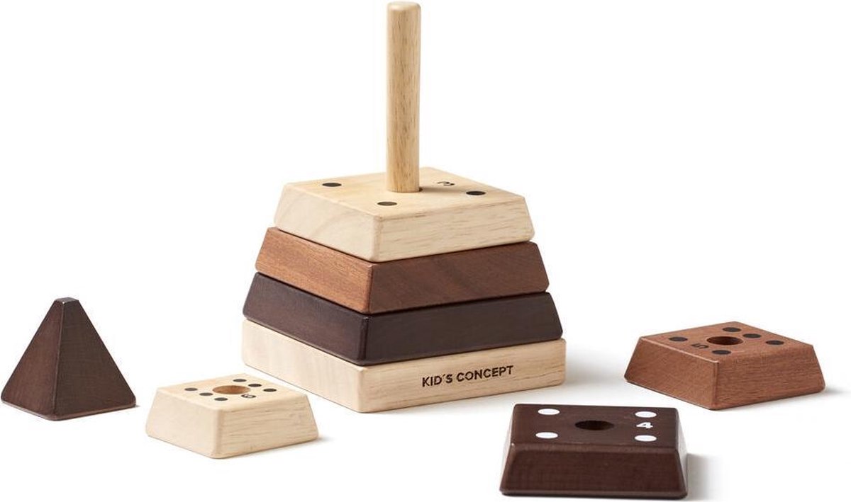 Kid&apos;s Concept stapeltoren Piramide 18,5 cm hout 8 delig - Bruin