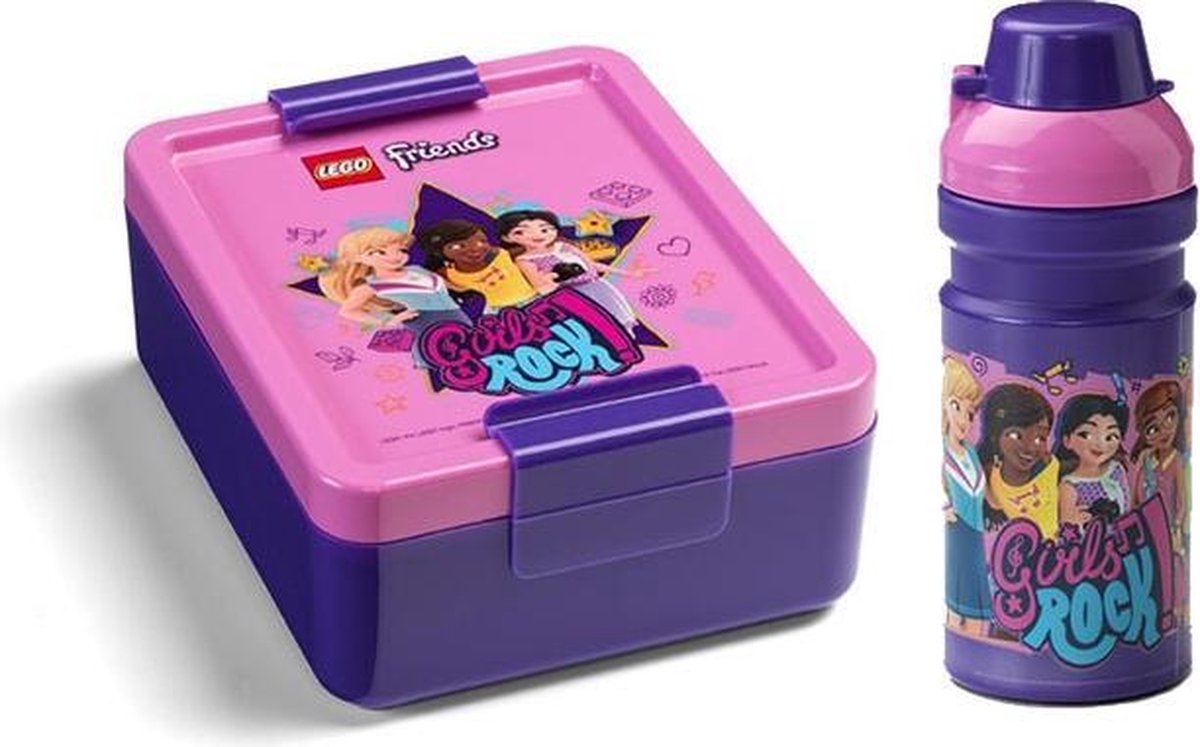 Lego lunchset Friends meisjes 17 x 13,5 cm pp roze/ 2 delig - Paars