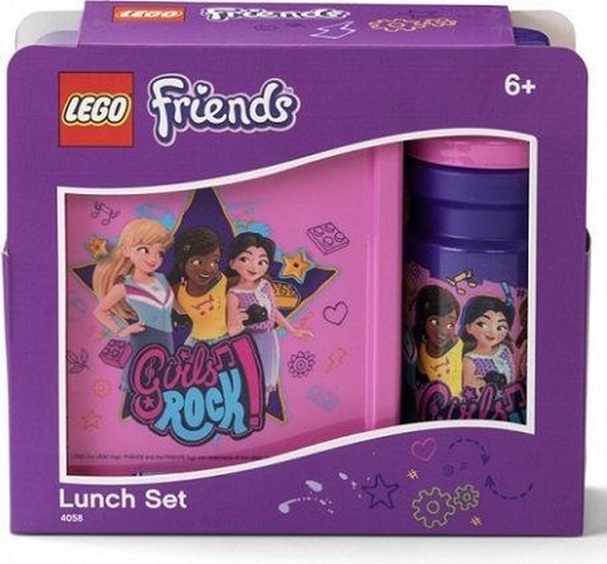 Lego lunchset Friends meisjes 17 x 13,5 cm pp roze/ 2 delig - Paars
