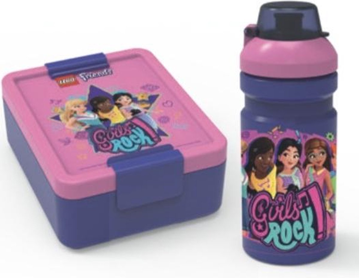 Lego lunchset Friends meisjes 17 x 13,5 cm pp roze/ 2 delig - Paars
